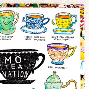 Moteavation Tea Puns Greeting Card British Humour and word Play Funny Motivational Silly Quirky Catherinedoart Jelly Armchair image 4