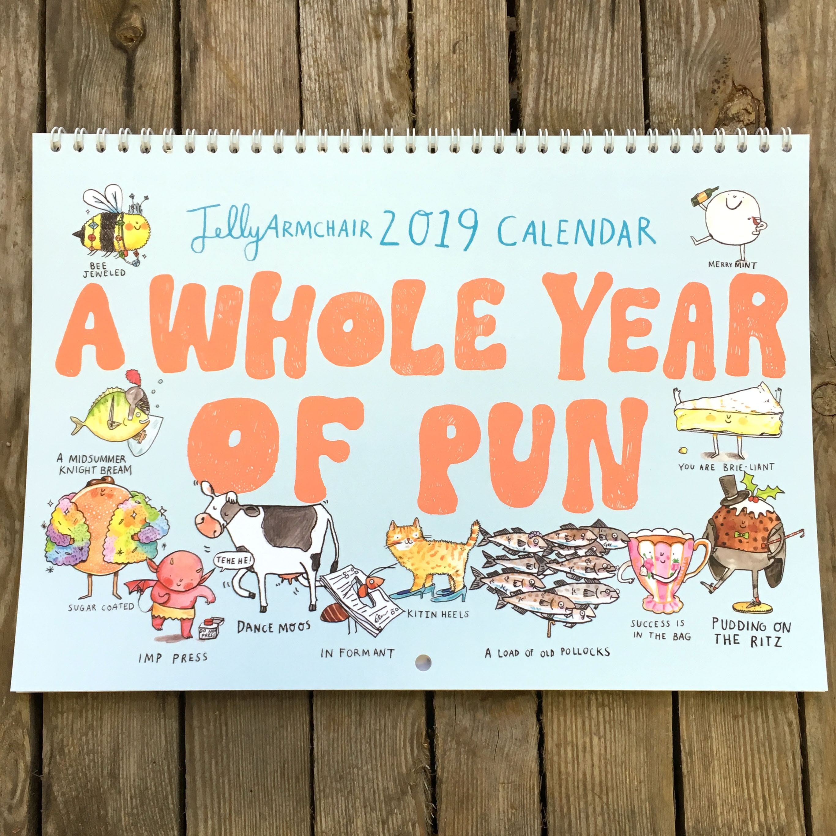 A Whole Year Of Pun A4 Double Page Wall Calendar Humour Etsy