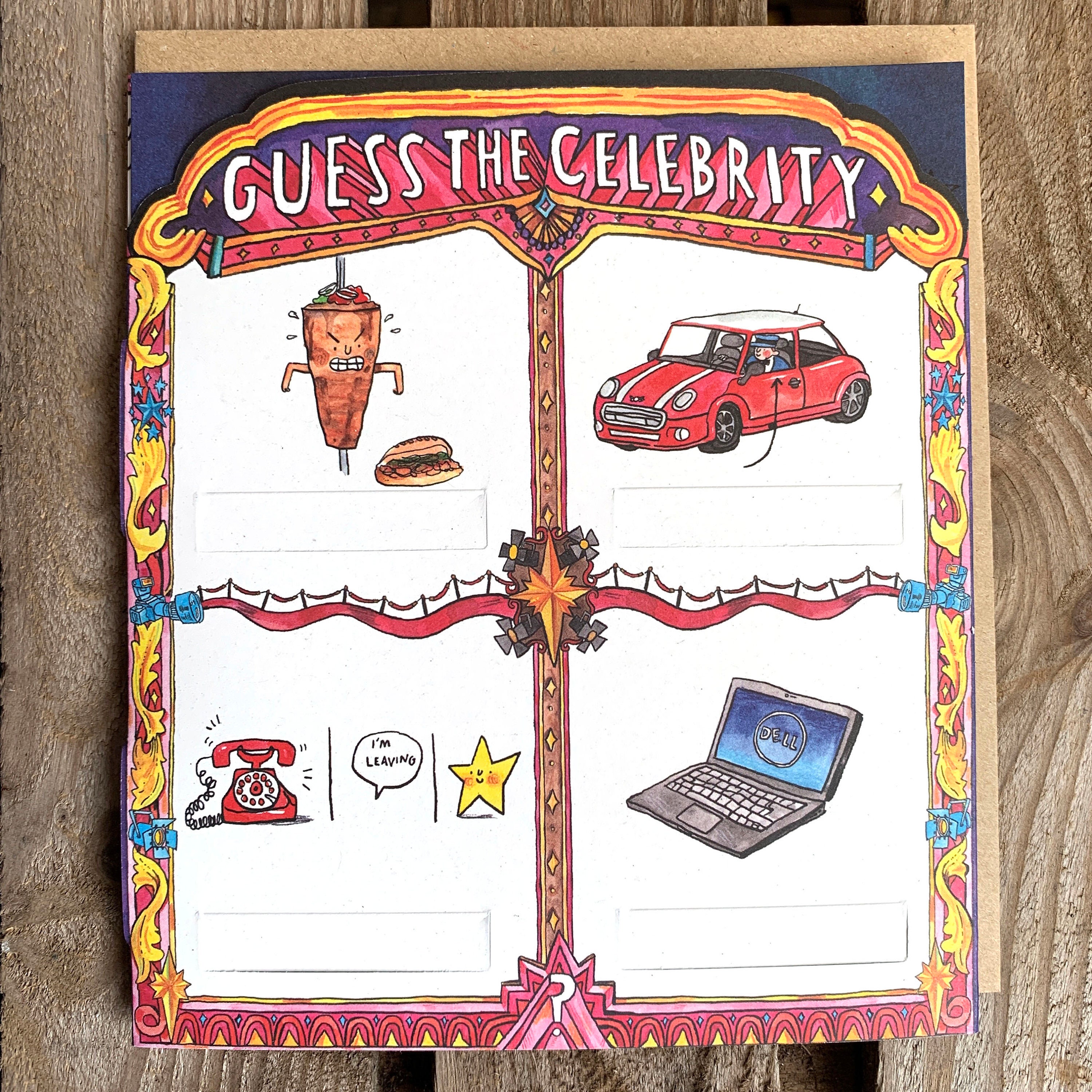 Guess The Celeb Pun Game Card Five Celebrity Quiz Card Etsy