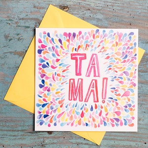 TA MA ! Carte de fête des mères, Carte de remerciement, Pour maman, Mère, Carte de voeux, Humour, Typographie, Illustration, Art