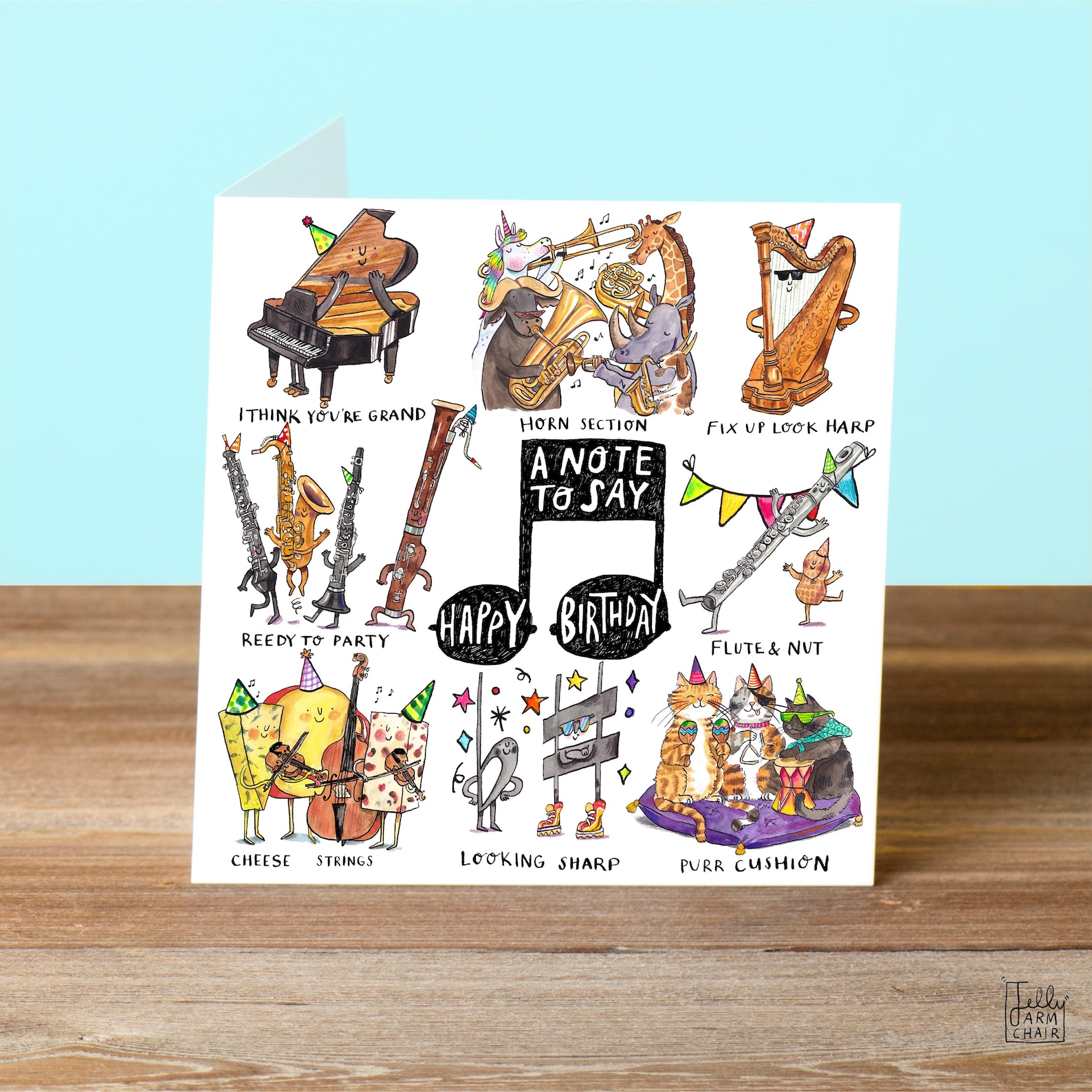 String Instrument Puns A Note to Say Happy Birthday | Musical Instrument Silly Puns Card - Etsy