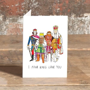 I Four King Love You - Love card - Pun - Greetings Card - Humour - Romance - Royalty