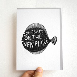 Felicitaciones por la nueva solla * Tarjeta de felicitación serigrafiada * Nuevo hogar * Peces * Animales * Mudanzas