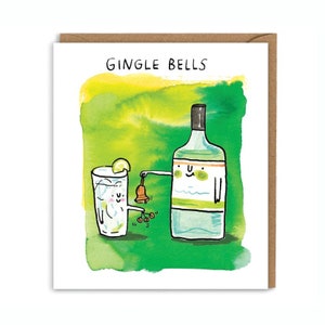 Gingle Bells * Tarjeta de Navidad Gin Pun * Tarjeta de Navidad borracha * Tarjeta de bebidas de Navidad *