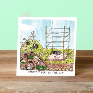 Warren Peas - Carte de voeux Pun - Littérature idiote - Humour - Tolstoï - Amoureux des livres - Lapin - Cochon