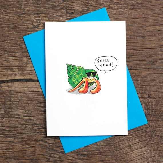 Shell Oui Carte De Voeux Humour Jeu De Mots Etsy France
