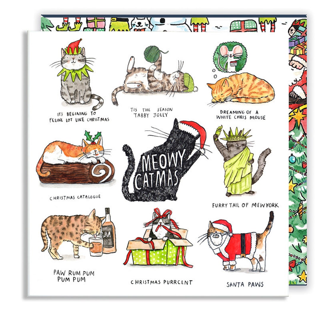 Meowy Catmas * Humour * Puns * Christmas * Cards * Animals - Etsy