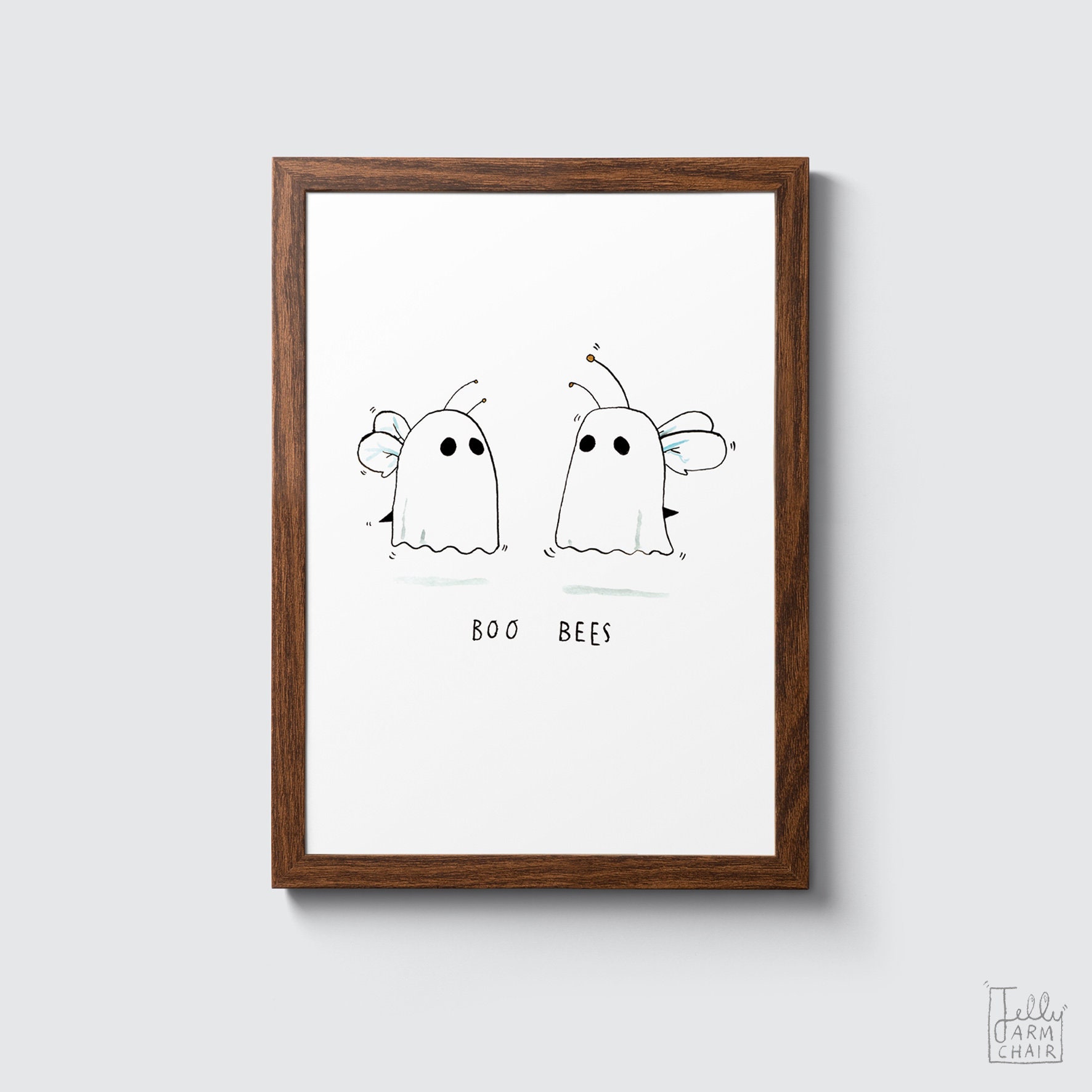 Boo Bees A5 Wall Print Ghost Pun Wall Art Etsy UK