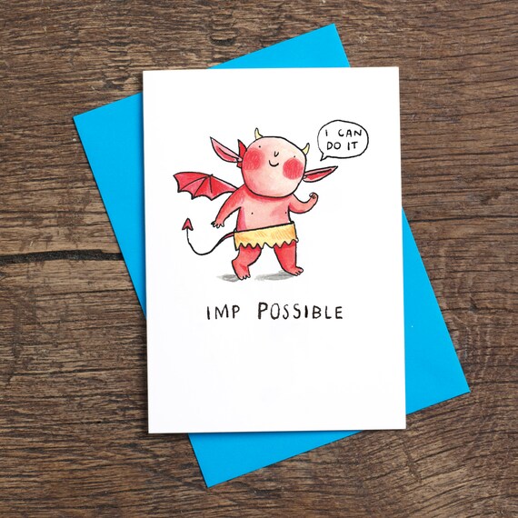Imp Possible Carte De Voeux Humour Jeu De Mots Etsy France Imp Possible Carte De Voeux Humour Jeu De Mots Etsy France