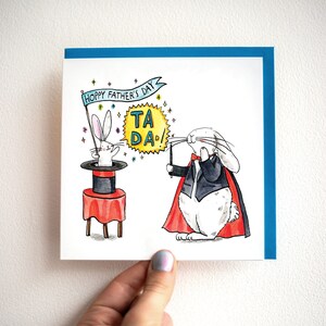 Ta Da - Magische Vatertagskarte - Kaninchen Vatertag - Erster Vatertag - Lustige Karte für Papa - Geschenk für Papa - Karte für Ihn - Zauberer Karte