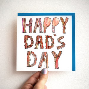 Feliz Dia dos Pais! - Dia dos Pais com Bacon - Cartão com Trocadilho com Comida - Cartão para o Dia dos Pais - Cartão Engraçado para o Pai - Cartão para o Dia dos Pais - Feliz Dia dos Pais