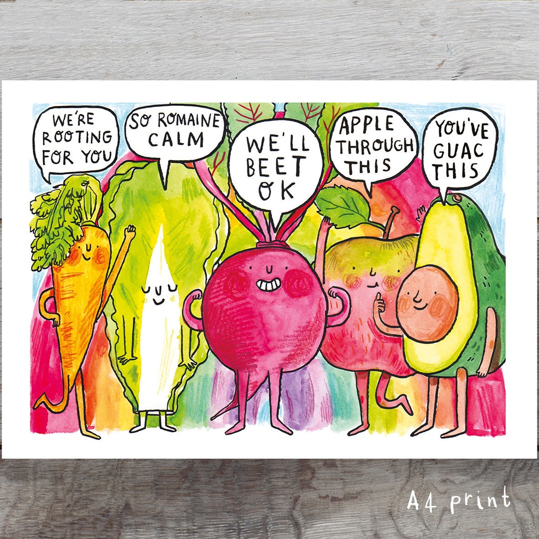 Voracious Vegetables Food Wall Art Watercolour Avocado Inspirational Art Motivational Art