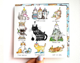 Have a Purrfect Birthday * Cat Birthday card * Kittens * Puns * Humour * Joke * Cat Faulkner * Jelly Armchair