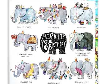 Elephant Birthday Card – Herd It’s Your Birthday Pun Greeting