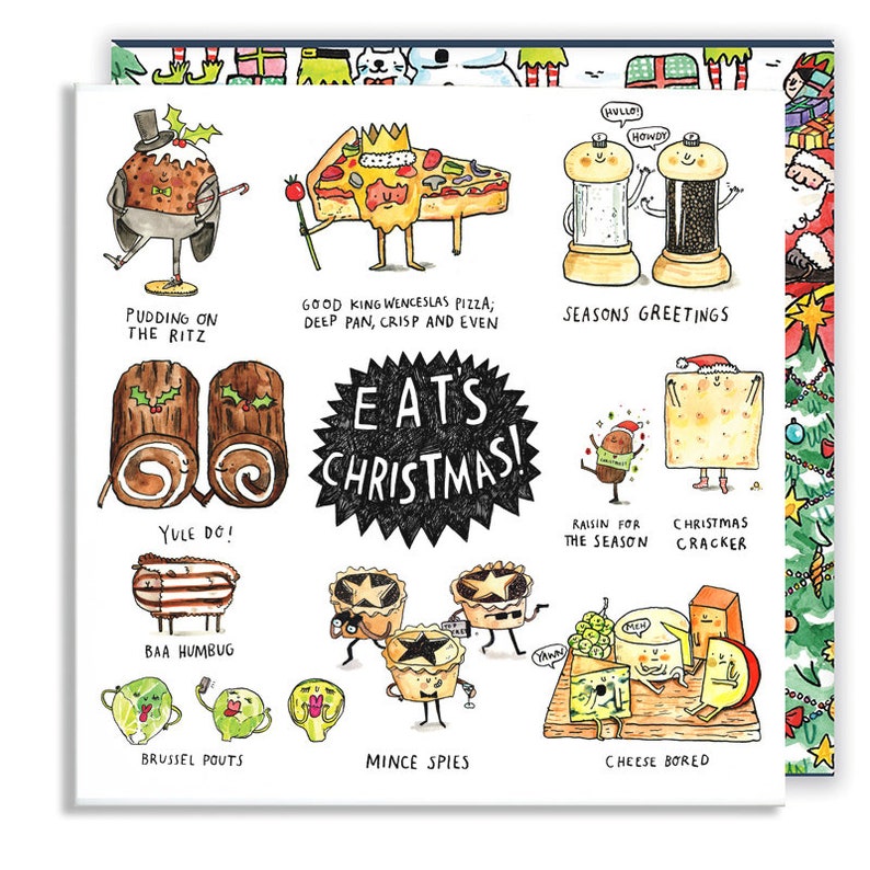 Eat's Christmas Food Cards Puns Party Humour Etsy