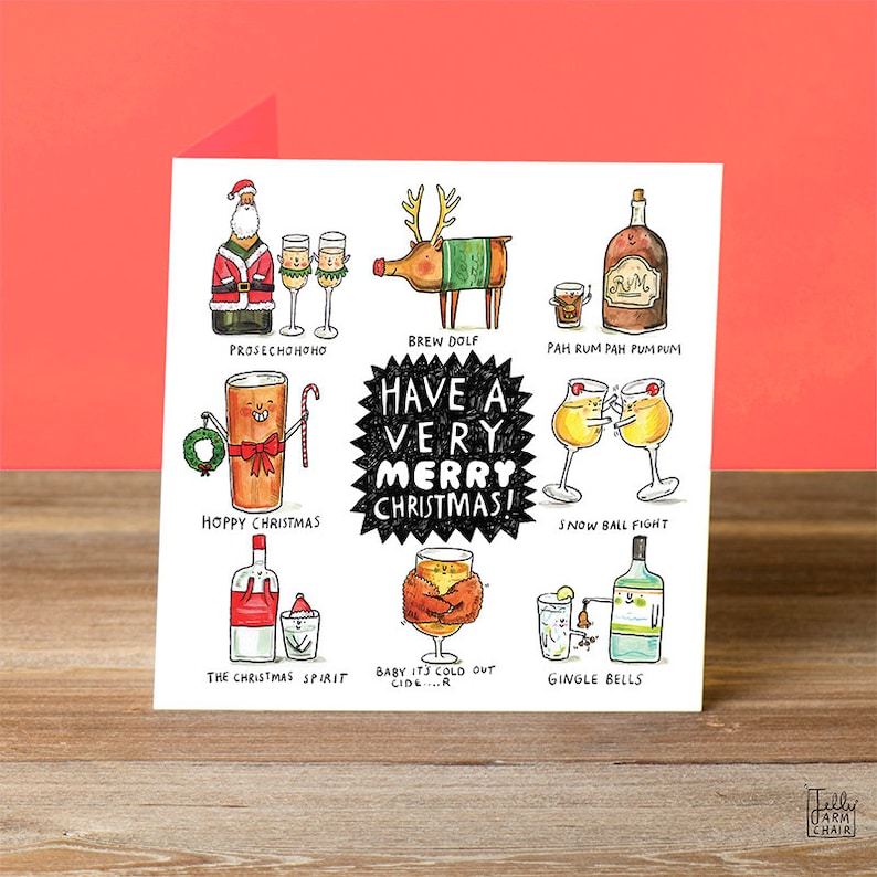 Have A Very Merry Christmas Drinks Party Puns Cards Etsy UK