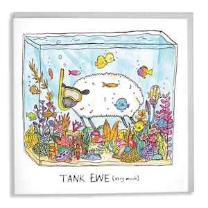 Char Ewe - Pun Card- Thank You- Greetings card- Humour- Illustration - moutons