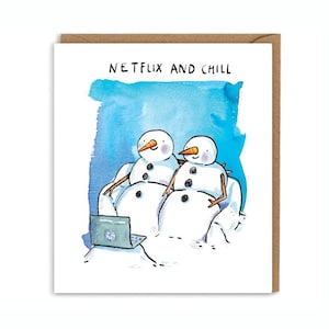 Netflix e Chill * Cartão de Natal do Boneco de Neve * Cartões de Trocadilho de Natal * Cartão de Natal para Ele *