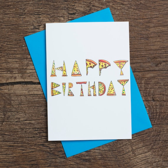 Joyeux Anniversaire Pizza Carte Danniversaire Carte De Etsy