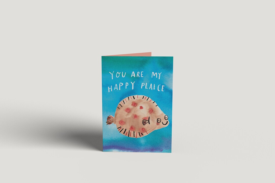 Happy Plaice * Romantic Fish Pun * Valentine's Day * Fishing * Funny ...