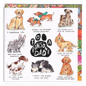 To A Pawsome Dad * Vatertagskarte * Hund Wortspiel Karte * Hundeliebhaber Geburtstagskarte * Welpen Karte *