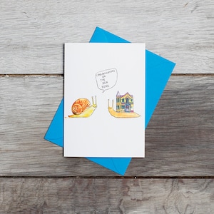 Félicitations pour les escargots de la nouvelle maison * Nouvelle carte de maison * Nouvelle carte de maison drôle * Carte de jeu de mots