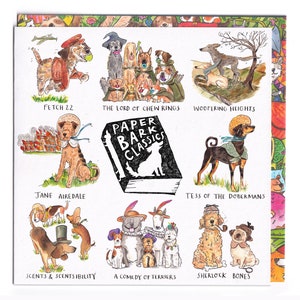 Paper Bark Classics * Hund Wortspiel * Buch Wortspiele * Buchliebhaber Karte * Welpen Karte *