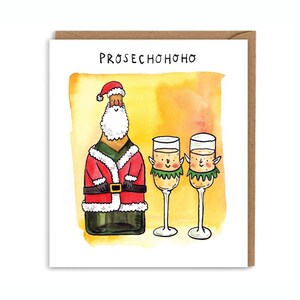 Prosecho-ho-ho * Cartão de Natal divertido com trocadilho com Papai Noel * Cartão de Natal com bebidas alcoólicas * Cartão de Natal com bebidas alcoólicas *