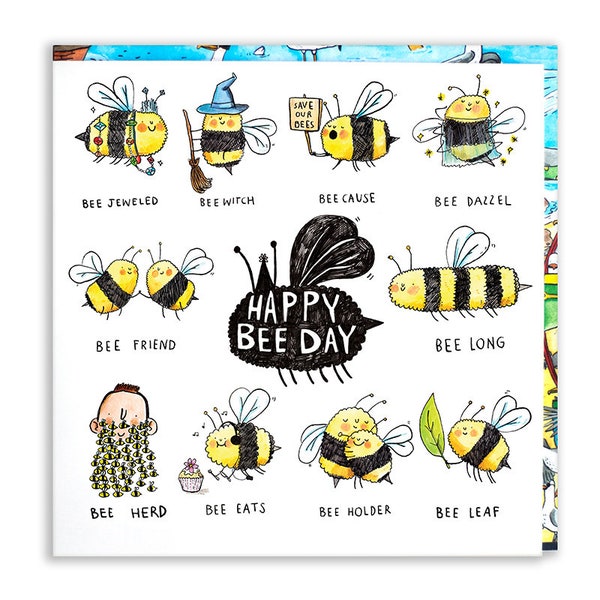 Happy Bee Day * Bees * Humour * Sweet Pun Card * Friendship * Birthday * Nature