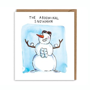 Bonhomme de neige abdominal * Carte de Noël de bonhomme de neige * Cartes de jeu de mots de Noël * Carte de Noël de gymnase *