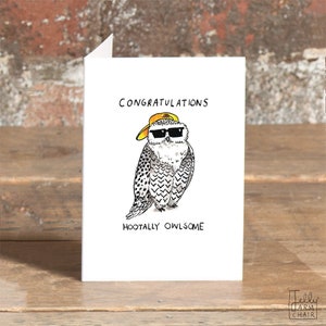 Hootally Owlsomel * Nouvelle carte de travail * Owl Pun * Félicitations pour le travail * Bravo * Examen réussi * Carte de félicitations *