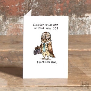 Profesión Búho * Nueva tarjeta de trabajo * Juego de palabras con búho * Felicidades por el trabajo * Sillón Jelly *