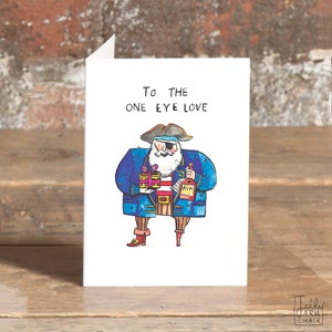 To The One Eye Liefde - Liefdeskaart - Woordspeling - Wenskaart - Humor - Piraat - Romantiek - Rum