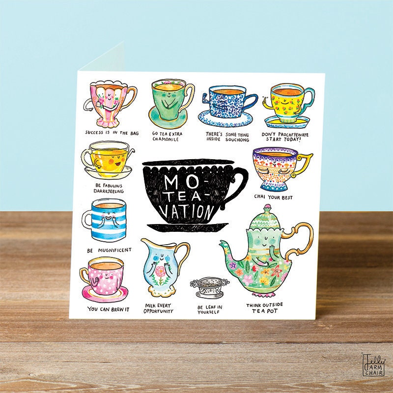 Moteavation Tea Puns Greeting Card British Humour and word Etsy