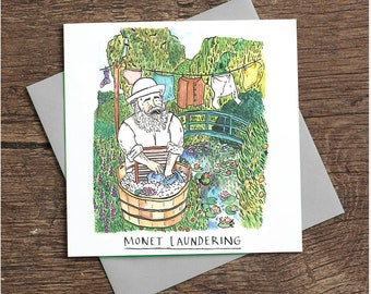 Monet Laundering Card - Art Pun, Claude Monet, Water Lilies