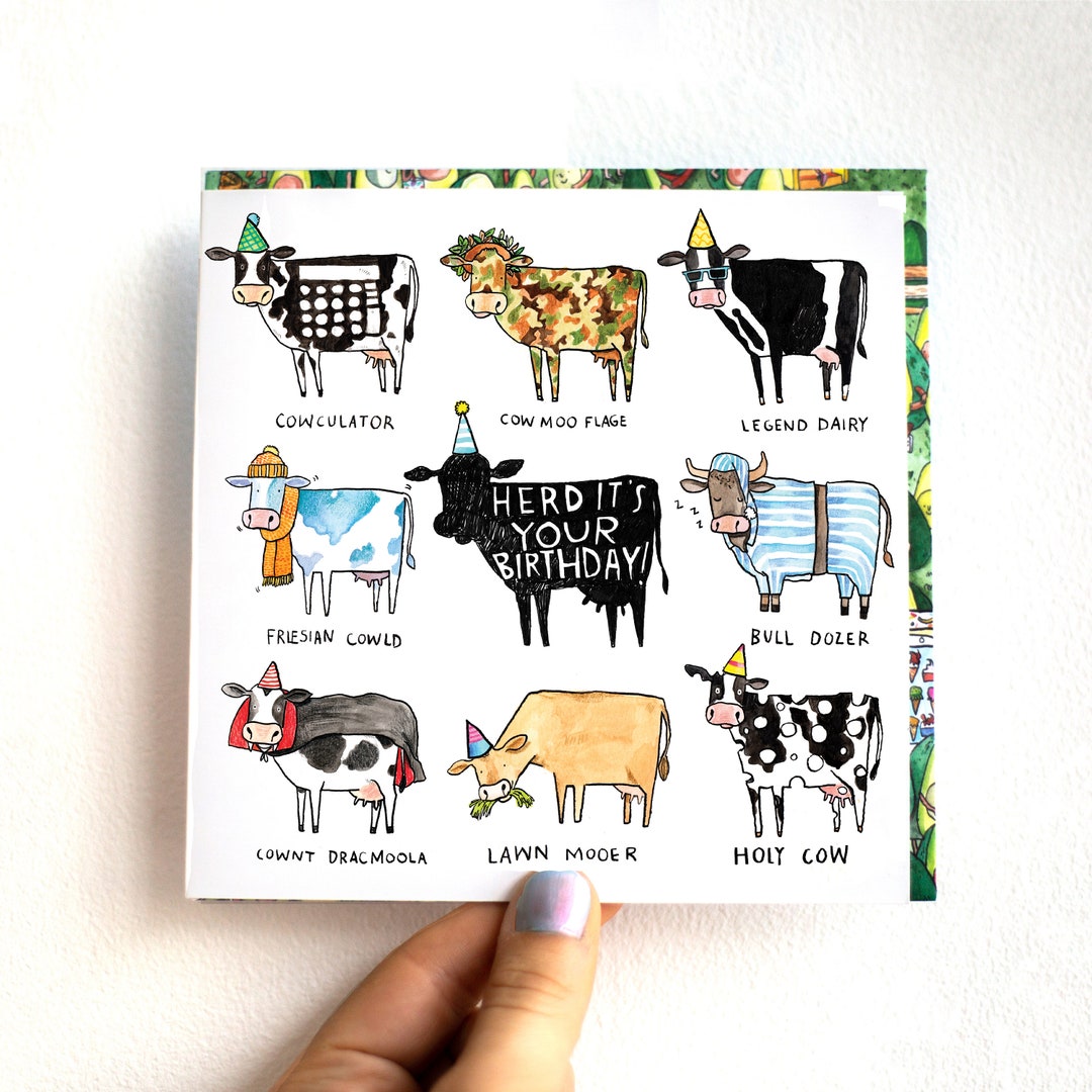 Herd It's Your Birthday Cow Puns Funny Humour Birthday Card British
