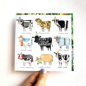 Herd it's your Birthday * Cow puns * Funny * Humour * Birthday Card * British * Jokes * Jelly Armchair * Catherinedoart