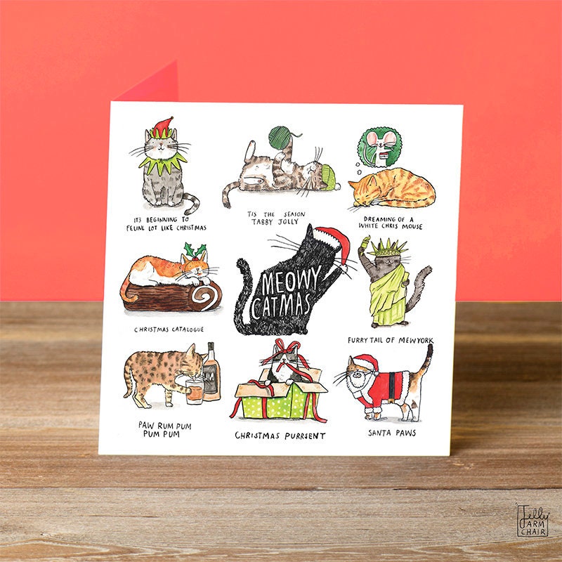 Meowy Catmas * Humour * Puns * Christmas * Cards * Animals - Etsy