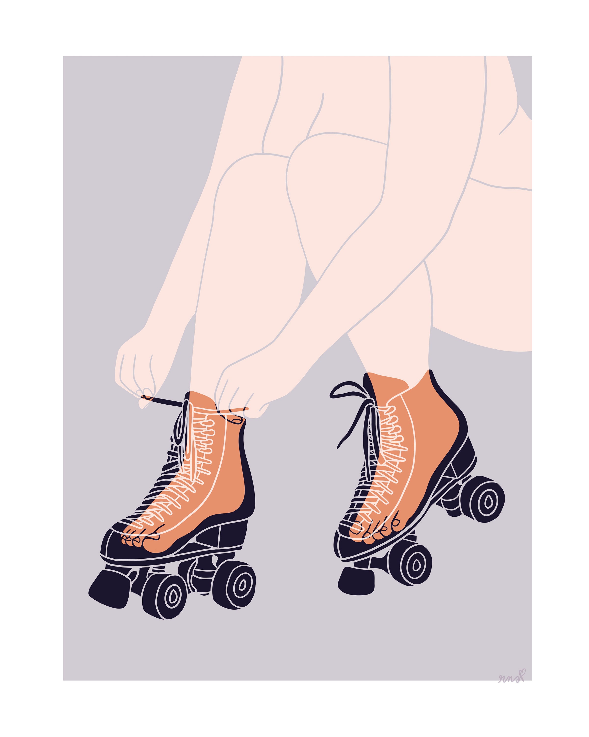 Roller Skating Art Print // Jax // Quad Skate Art // Roller Etsy