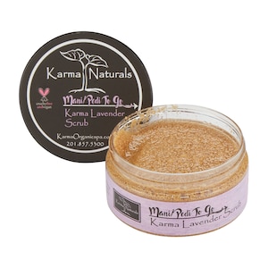 Karma Organic Lavender Scrub – Pure Dead Sea Salt and Sugar Scrub for Women with Natural Lavender Essential Oil - 8oz
