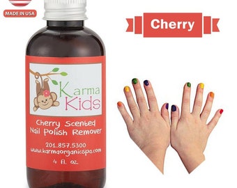 Karma Organic's Natural Kids Nail Polish Remover Cherry Scented Non Toxic Vegan, Cruelty Free Your Love choice Nails Strengthener – 4 fl.Oz.