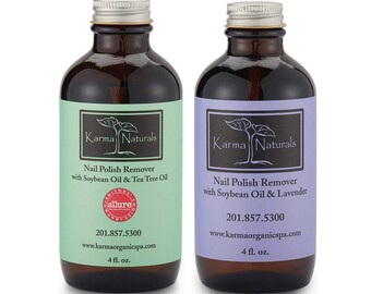 Karma Organic Nagellackentferner Bundle (Teebaum + Lavendel) | Ungiftig | Vegane, Tierversuchsfreie Naturnägel