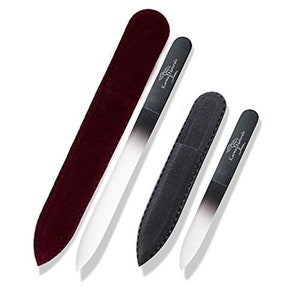 Karma Organic Double Sided Glass Nail Pedicure File Set of 2 with Velvet Pouches