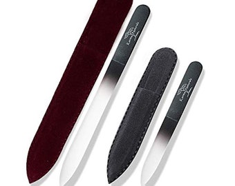 カルマオーガニック 両面ガラスネイルペディキュアファイル 2個セット ベルベットポーチ付き