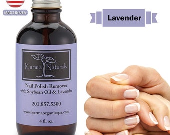Karma Organic Natural Soybean Lavender Nail Polish Remover Non Toxic, Vegan, Cruelty, Acetone free Nails Strengthener for Fingernails 4flOz