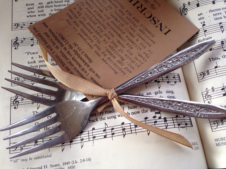 Husband and Wife vintage hand stamped Forks Hosea 2:19-20