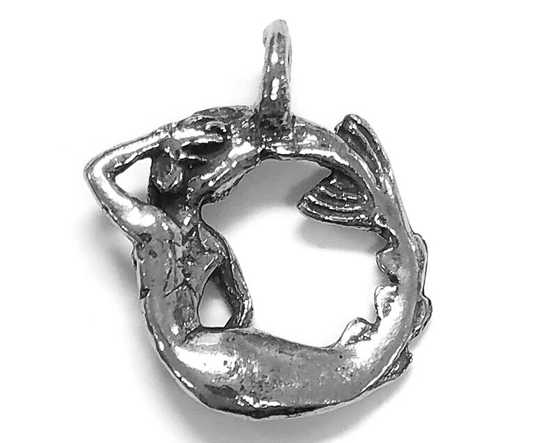 Swirling Mermaid Pewter Pendant by Green Girl Studios