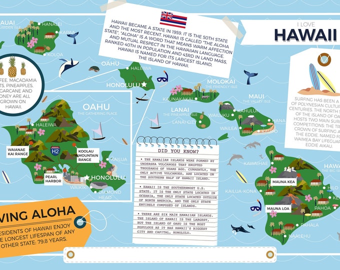 Hawaii - Iowa I Love My State 400 Piece Personalized Jigsaw Puzzle