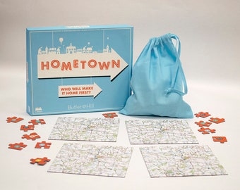 Hometown! - A Map Puzzle Board Game For Up To 4 Players - Ages 10 & Up Family Fun