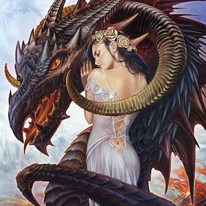 Dragon and Princess Jigsaw Puzzle: Gothic Fantasy 1000 Piece